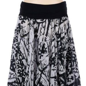 Indikka Tribal Pattern Full Circle B&W Cotton Skirt wRelaxed Comfy Waistband *